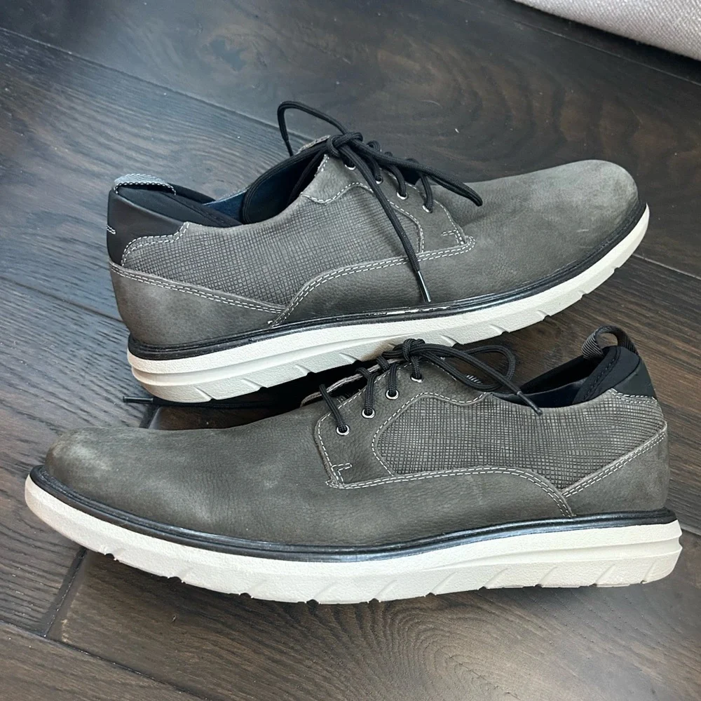Dockers Cabot Taupe Grey Leather Oxford Shoes Size 11